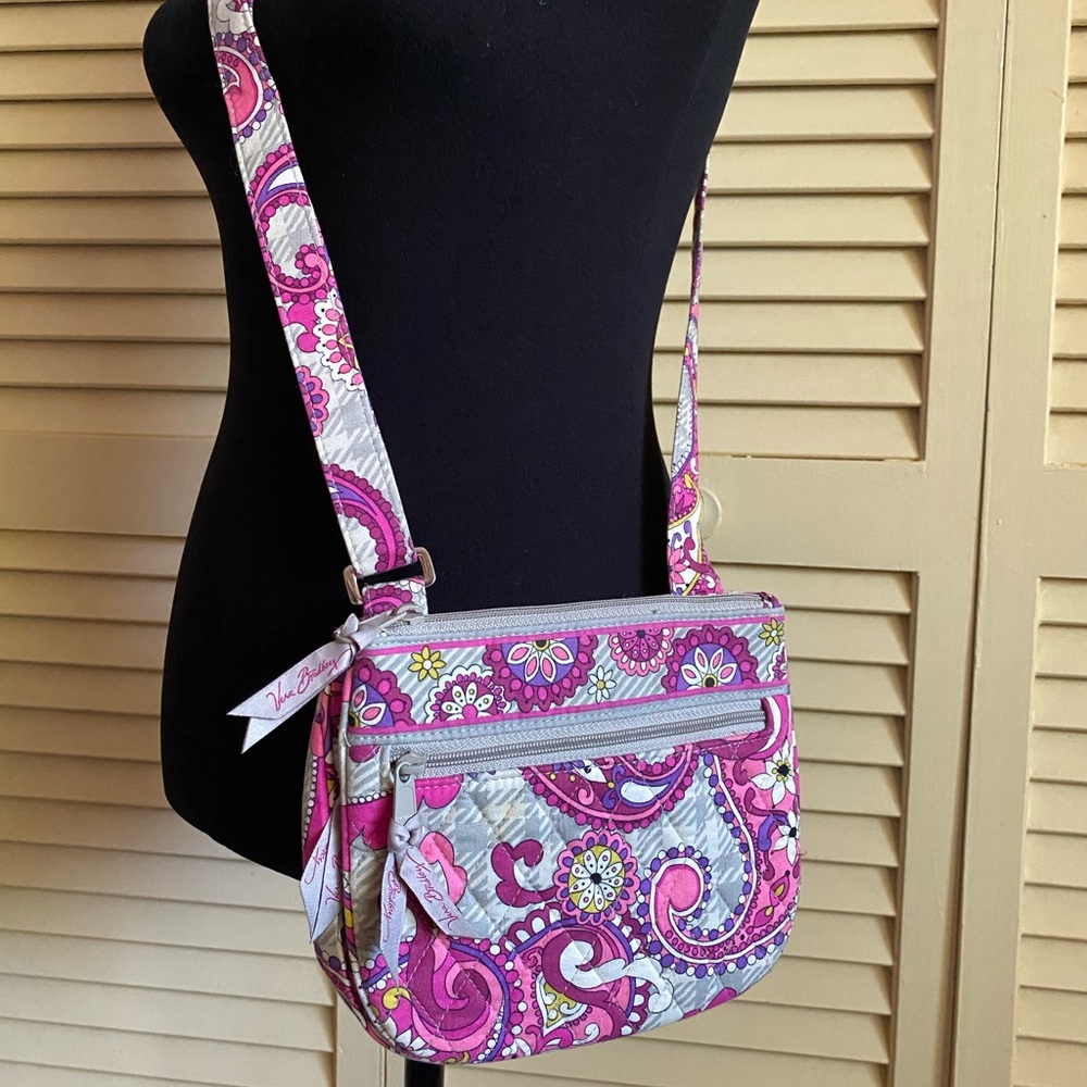 SOLD Vera Bradley Crossbody Bag / Purse with in retired Paisley Meets Plaid p…